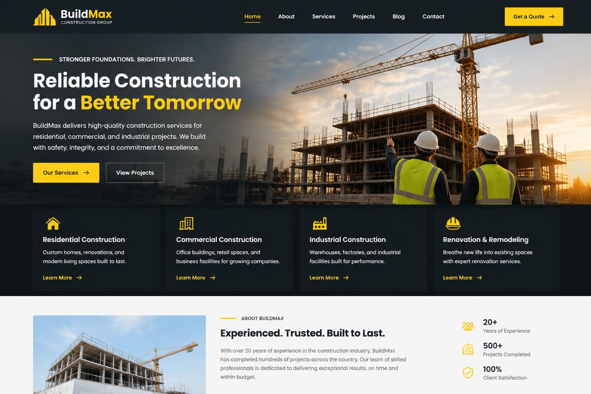 BuildMax Construction demo website